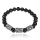 Рунический браслет Божественная защита с нат.камнем Черный агат 8мм BSRH1-015