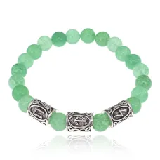 Рунический браслет Энергетическая формула с нат.камнем Нефрит 8мм BSRH1-016