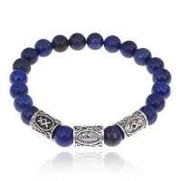 Рунический браслет Денежный канал с нат.камнем Лазурит 8мм BSRH1-018