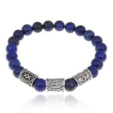 Рунический браслет Денежный канал с нат.камнем Лазурит 8мм BSRH1-018