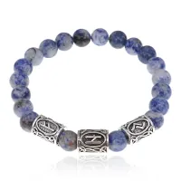 Рунический браслет Финансовая свобода с нат.камнем Содалит 8мм BSRH1-020