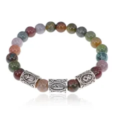 Рунический браслет Защита благосостояния с нат.камнем Яшма 8мм