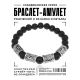 Рунический браслет Защита от сплетен и врагов с синт.камнем Шунгит 8мм BSRH1-030