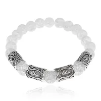 Рунический браслет Формула красоты и поиска любви с синт.камнем Сахарный кварц 8мм BSRH1-032
