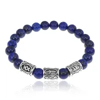 Рунический браслет Подключение к денежному каналу с нат.камнем Лазурит 8мм BSRH1-038