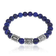 Рунический браслет Подключение к денежному каналу с нат.камнем Лазурит 8мм BSRH1-038