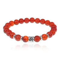 Браслет Знаки Зодиака - Лев с нат.камнем Сердолик 8мм BSZ01-05