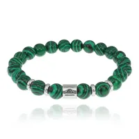 Браслет Знаки Зодиака - Весы с синт.камнем Малахит 8мм BSZ01-07