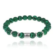 Браслет Знаки Зодиака - Весы с синт.камнем Малахит 8мм BSZ01-07