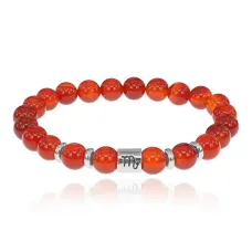 Браслет Знаки Зодиака - Скорпион с нат.камнем Сердолик 8мм BSZ01-08