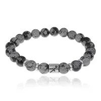 Браслет Знаки Зодиака - Стрелец с нат.камнем Снежный обсидиан 8мм BSZ01-09