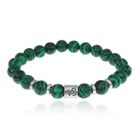 Браслет Знаки Зодиака - Козерог с синт.камнем Малахит 8мм