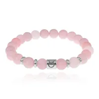 Браслет Знаки Зодиака - Телец с синт.камнем Розовый кварц 8мм BSZ01-14