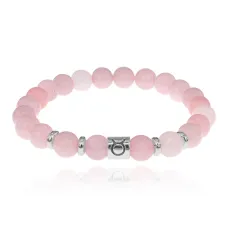 Браслет Знаки Зодиака - Телец с синт.камнем Розовый кварц 8мм BSZ01-14