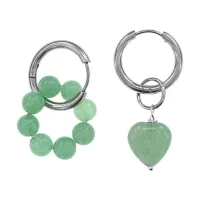 Ассимметричные серьги Конго с нат.камнем Нефрит SEC-01-02
