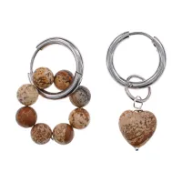 Ассимметричные серьги Конго с нат.камнем Песочная яшма SEC-01-04