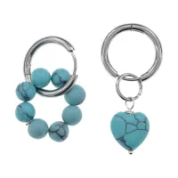 Ассимметричные серьги Конго с синт.камнем Бирюза SEC-01-06