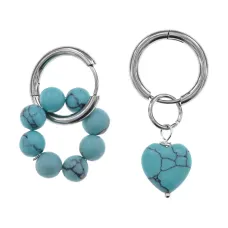 Ассимметричные серьги Конго с синт.камнем Бирюза SEC-01-06