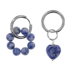 Ассимметричные серьги Конго с нат.камнем Содалит SEC-01-07