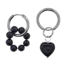 Ассимметричные серьги Конго с синт.камнем Синий авантюрин SEC-01-08