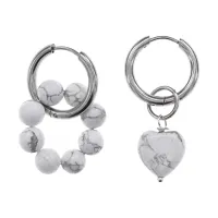 Ассимметричные серьги Конго с нат.камнем Кахолонг SEC-01-11