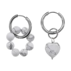 Ассимметричные серьги Конго с нат.камнем Кахолонг SEC-01-11