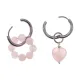 Ассимметричные серьги Конго с нат.камнем Розовый кварц SEC-01-12