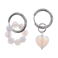 Ассимметричные серьги Конго с син.камнем Лунный камень SEC-01-13