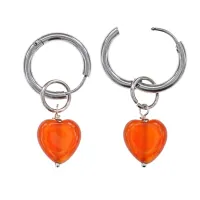 Серьги Сердце с нат.камнем Сердолик SEC-02-01