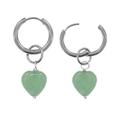 Серьги Сердце с нат.камнем Нефрит SEC-02-02
