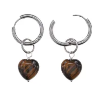 Серьги Сердце с нат.камнем Тигровый глаз SEC-02-03