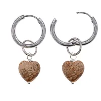 Серьги Сердце с нат.камнем Песочная яшма SEC-02-04