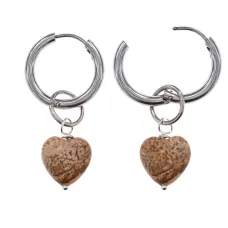 Серьги Сердце с нат.камнем Песочная яшма SEC-02-04