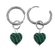 Серьги Сердце с синтетическим камнем Малахит SEC-02-05