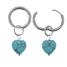 Серьги Сердце с синт.камнем Бирюза SEC-02-06