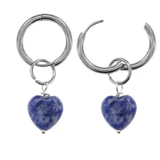 Серьги Сердце с нат.камнем Содалит SEC-02-07