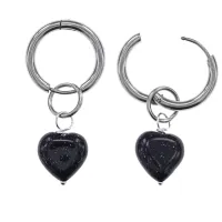 Серьги Сердце с синт.камнем Синий авантюрин SEC-02-08