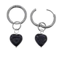 Серьги Сердце с синт.камнем Синий авантюрин SEC-02-08