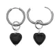 Серьги Сердце с нат.камнем Черный агат SEC-02-10