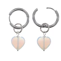 Серьги Сердце с син.камнем Лунный камень SEC-02-13