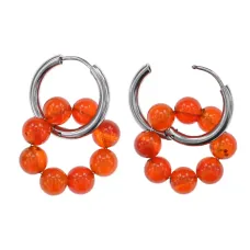 Серьги Конго 8 бусин с нат.камнем Сердолик SEC-03-01