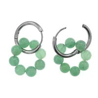 Серьги Конго 8 бусин с нат.камнем Нефрит SEC-03-02