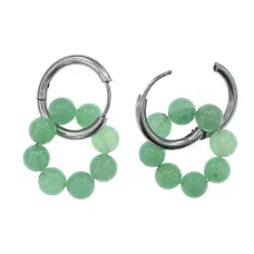 Серьги Конго 8 бусин с нат.камнем Нефрит SEC-03-02