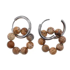 Серьги Конго 8 бусин с нат.камнем Песочная яшма SEC-03-04