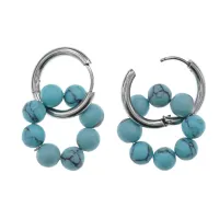 Серьги Конго 8 бусин с синт.камнем Бирюза SEC-03-06