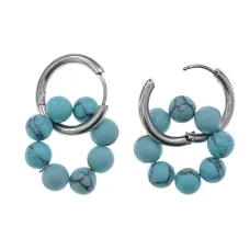 Серьги Конго 8 бусин с синт.камнем Бирюза SEC-03-06