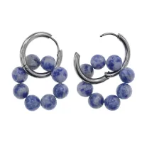 Серьги Конго 8 бусин с нат.камнем Содалит SEC-03-07