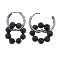 Серьги Конго 8 бусин с синт.камнем Синий авантюрин SEC-03-08