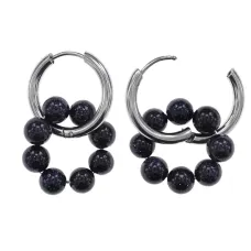 Серьги Конго 8 бусин с синт.камнем Синий авантюрин SEC-03-08