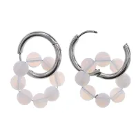 Серьги Конго 8 бусин с син.камнем Лунный камень SEC-03-13